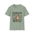 Fearless Leopard Christian T-Shirt — "Fearless for My God is Always With Me" (Isaiah 41:10)
