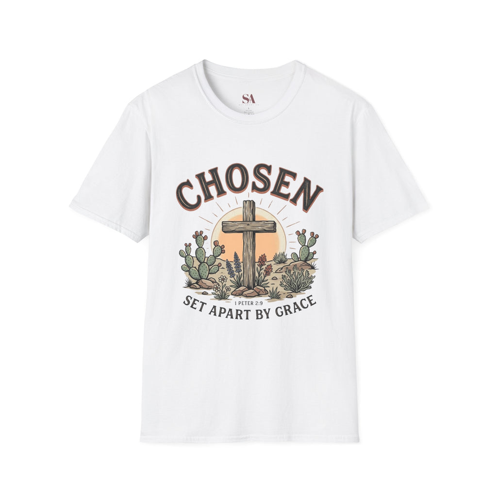 Chosen Cross T‑Shirt — "Chosen: Set Apart by Grace" Christian Tee