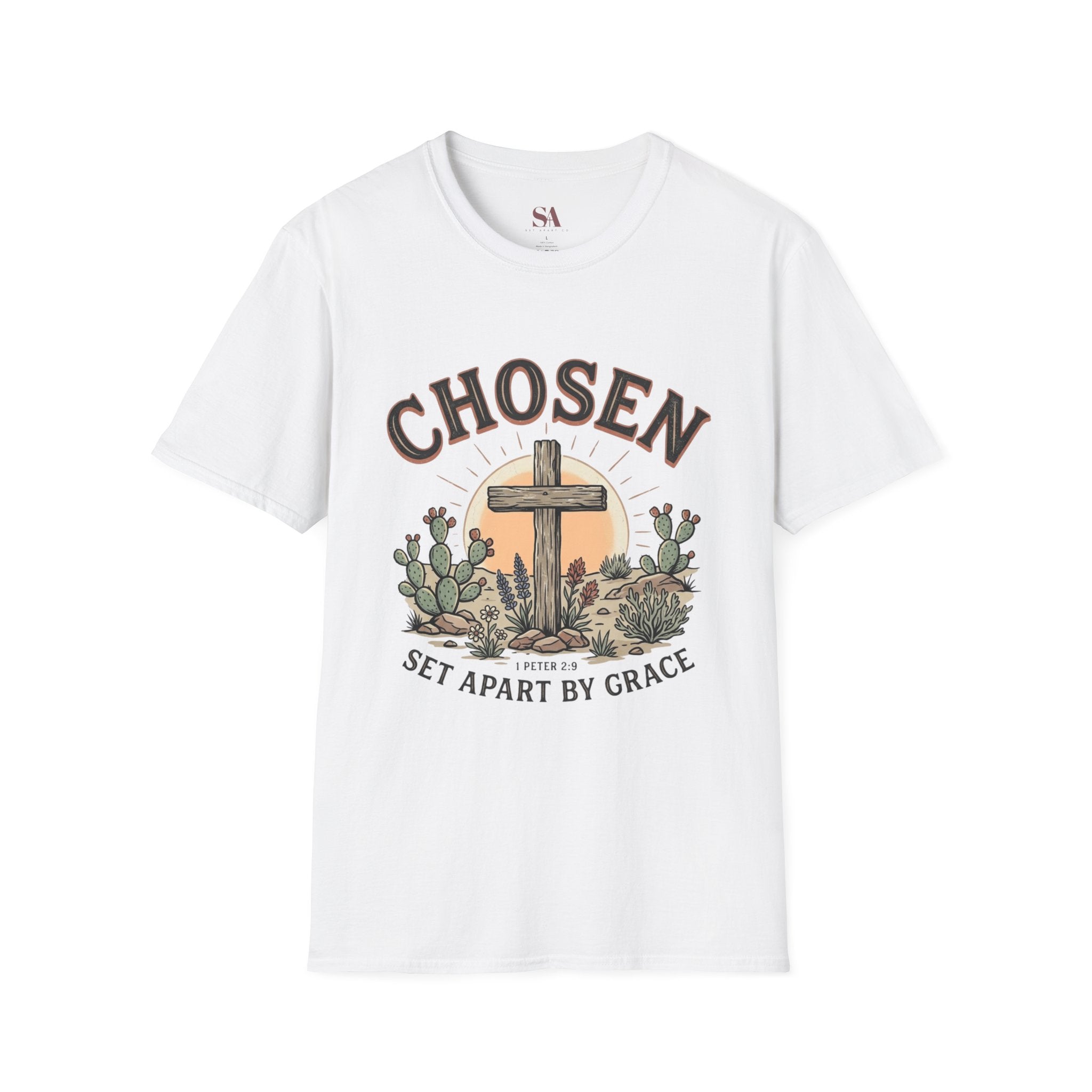 Chosen Cross T‑Shirt — "Chosen: Set Apart by Grace" Christian Tee