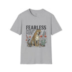 Fearless Leopard Christian T-Shirt — "Fearless for My God is Always With Me" (Isaiah 41:10)