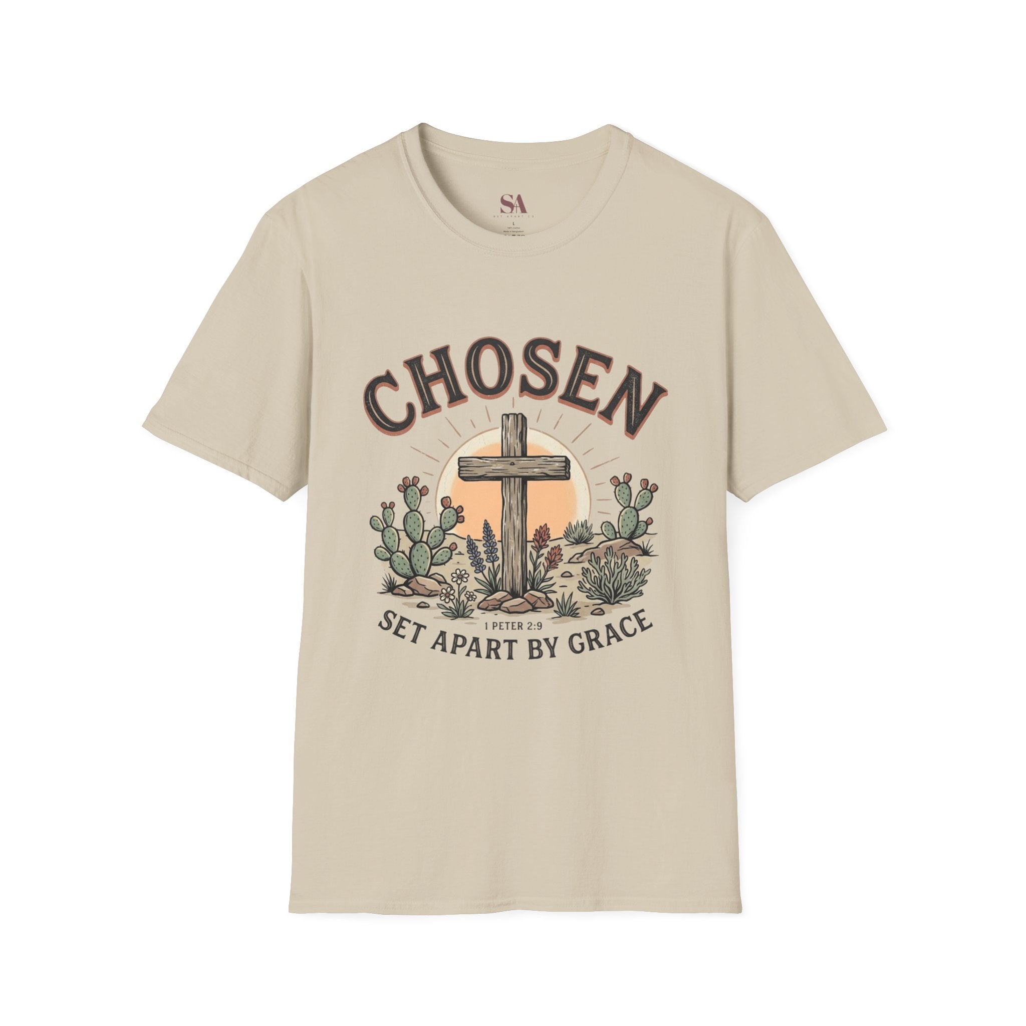 Chosen Cross T‑Shirt — "Chosen: Set Apart by Grace" Christian Tee