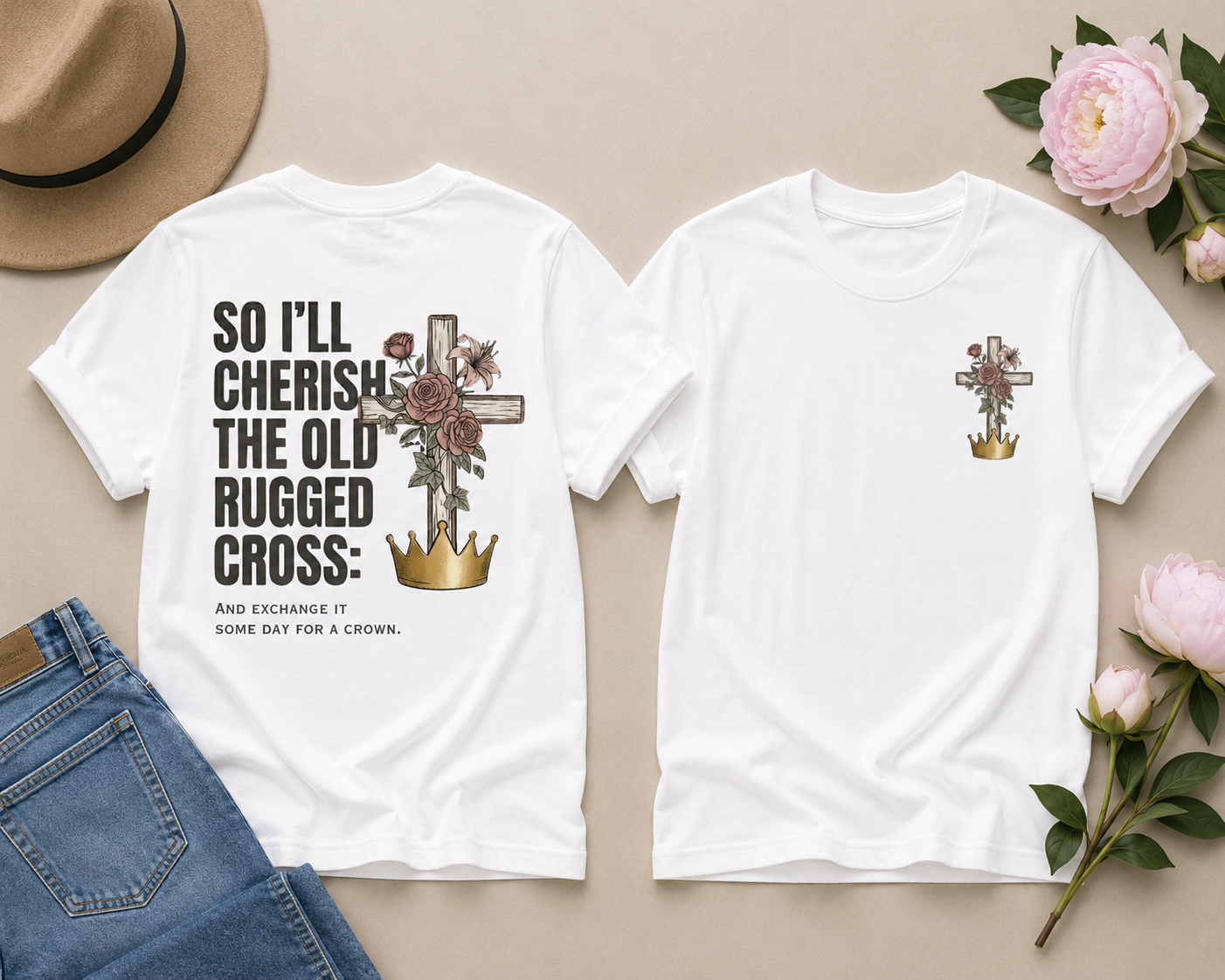 Old Rugged Crows T-Shirt — Floral Christian Faith Tee