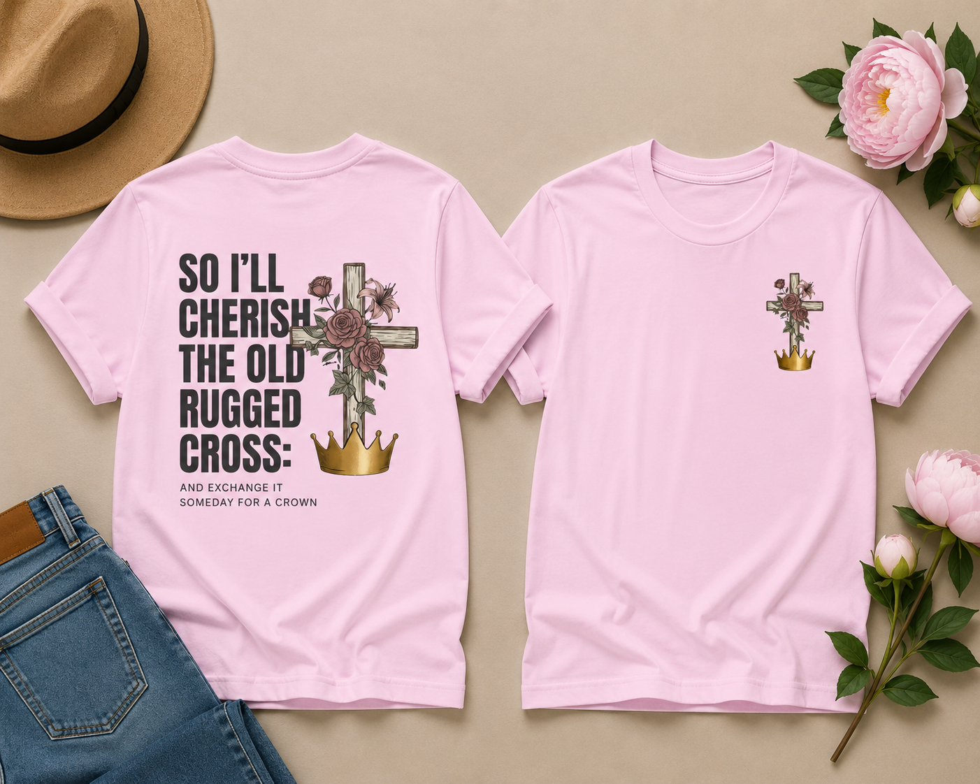Old Rugged Crows T-Shirt — Floral Christian Faith Tee