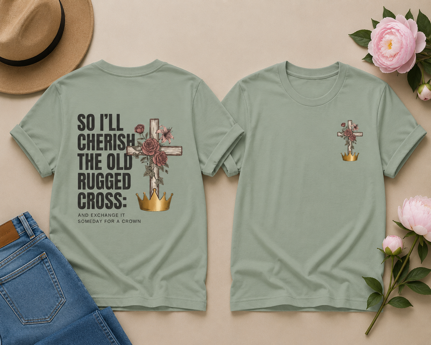 Old Rugged Crows T-Shirt — Floral Christian Faith Tee