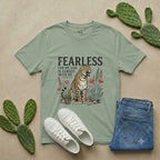 Fearless Leopard Christian T-Shirt — "Fearless for My God is Always With Me" (Isaiah 41:10)