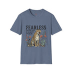 Fearless Leopard Christian T-Shirt — "Fearless for My God is Always With Me" (Isaiah 41:10)