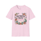 Saltwater Faith T-Shirt — Floral Coastal Christian Tee (Walking in Grace)