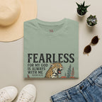 Fearless Leopard Christian T-Shirt — "Fearless for My God is Always With Me" (Isaiah 41:10)