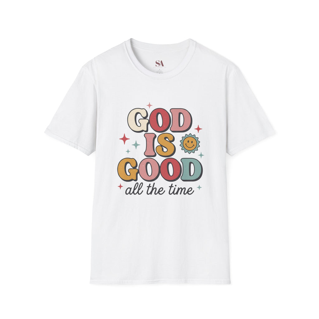 God Is Good T-Shirt — Retro Smile Faith Graphic Tee ("God Is Good All The Time")