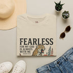 Fearless Leopard Christian T-Shirt — "Fearless for My God is Always With Me" (Isaiah 41:10)