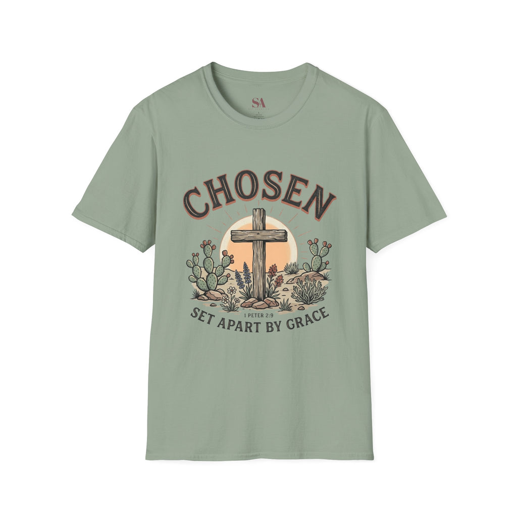 Chosen Cross T‑Shirt — "Chosen: Set Apart by Grace" Christian Tee