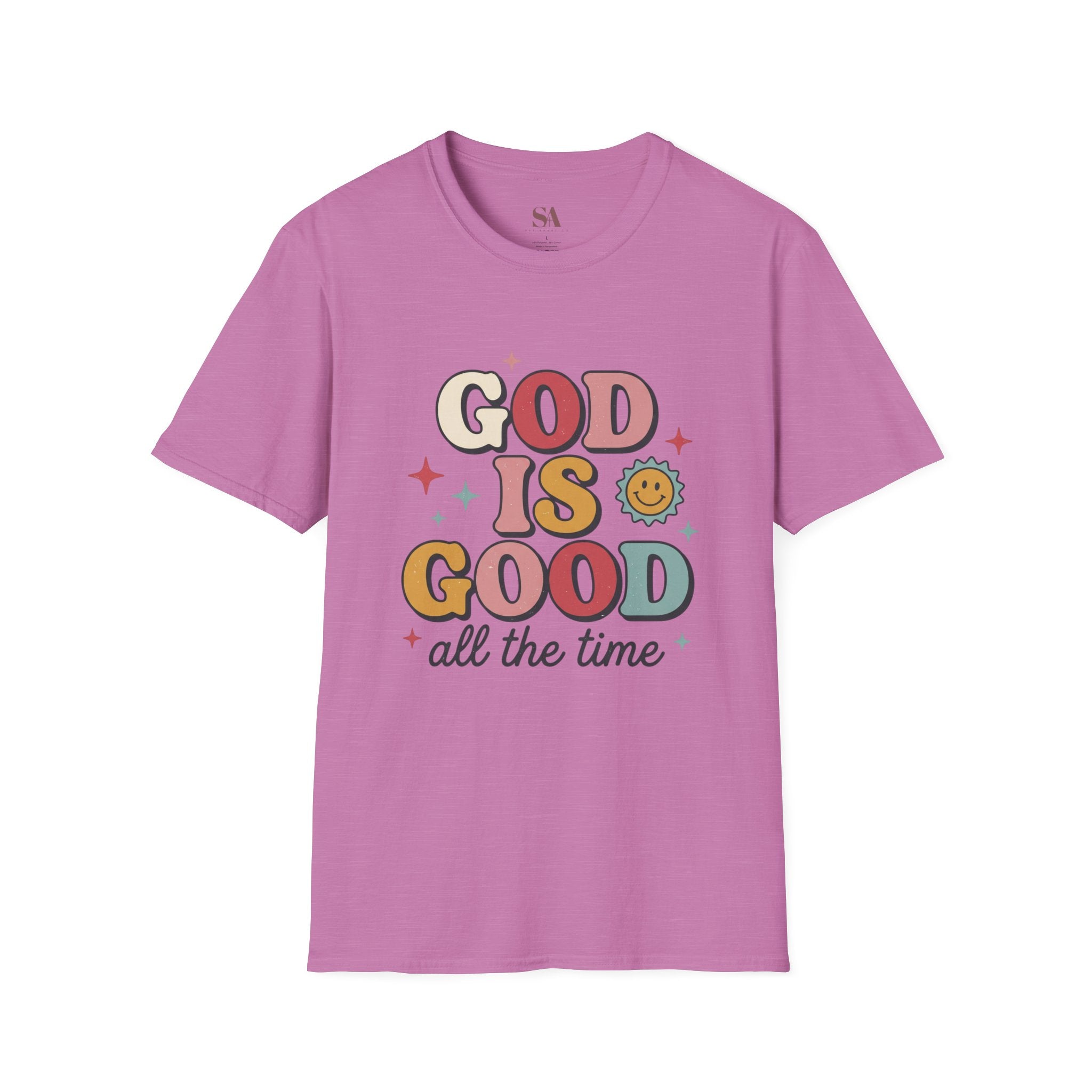 God Is Good T-Shirt — Retro Smile Faith Graphic Tee ("God Is Good All The Time")
