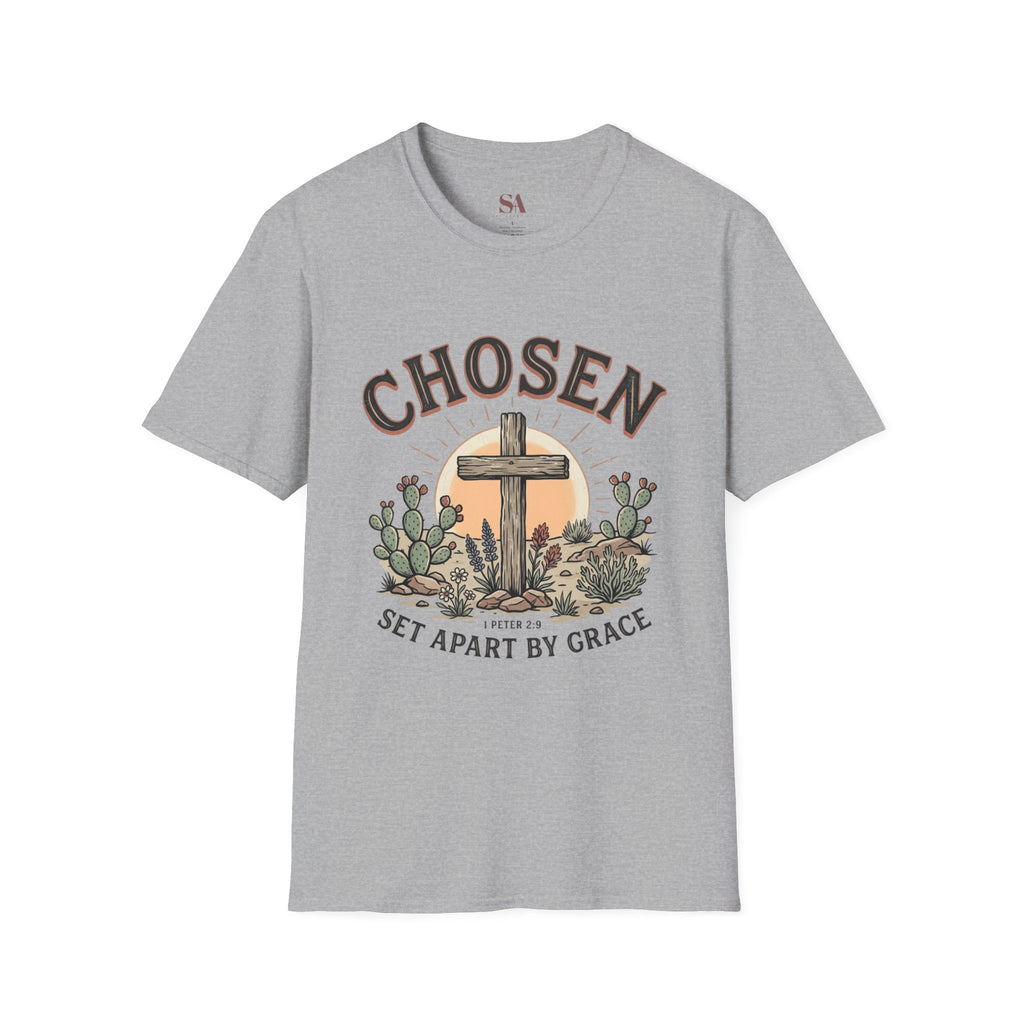 Chosen Cross T‑Shirt — "Chosen: Set Apart by Grace" Christian Tee